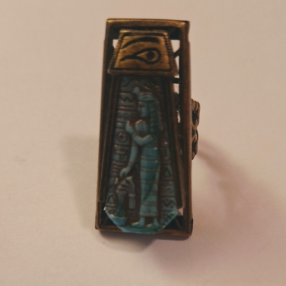 Haunted Blue & Gold Ancient Egyptian Goddess Protection Healing Ring